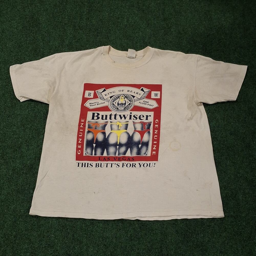 VINTAGE BUTTWISER T SHIRT SZ XL KING OF REARS